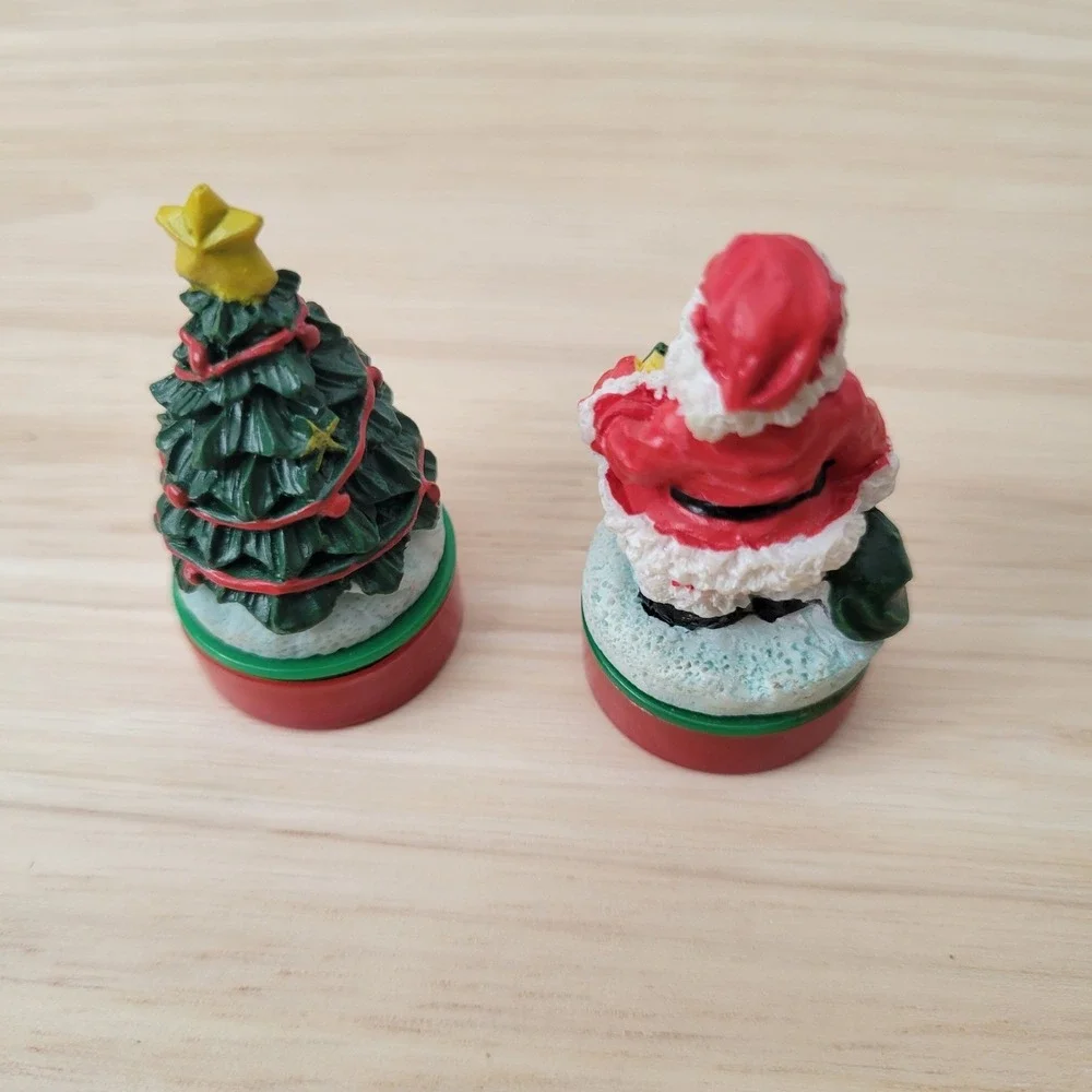 Mystic Industries Christmas Figurines Santa Claus &Tree Miniatures Holiday Decor